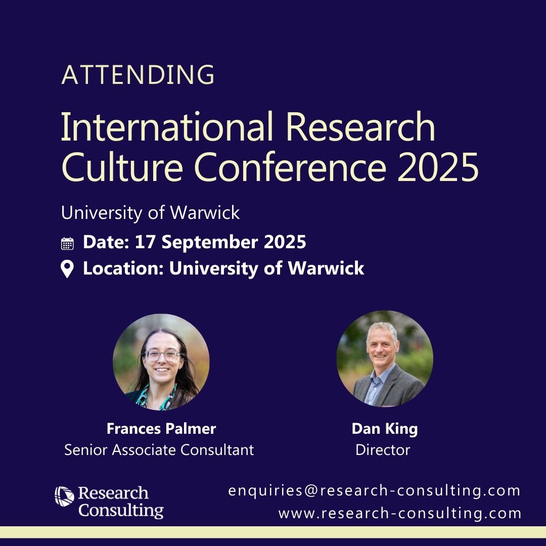 Our colleagues <a href="/DanKing_DK/">Dan King</a> and <a href="/FrancesPalmer04/">Frances Palmer</a> will be attending the International Research Culture conference next week at the <a href="/uniofwarwick/">University of Warwick</a>.  Feel free to connect or arrange to meet in person. #IRCC25
