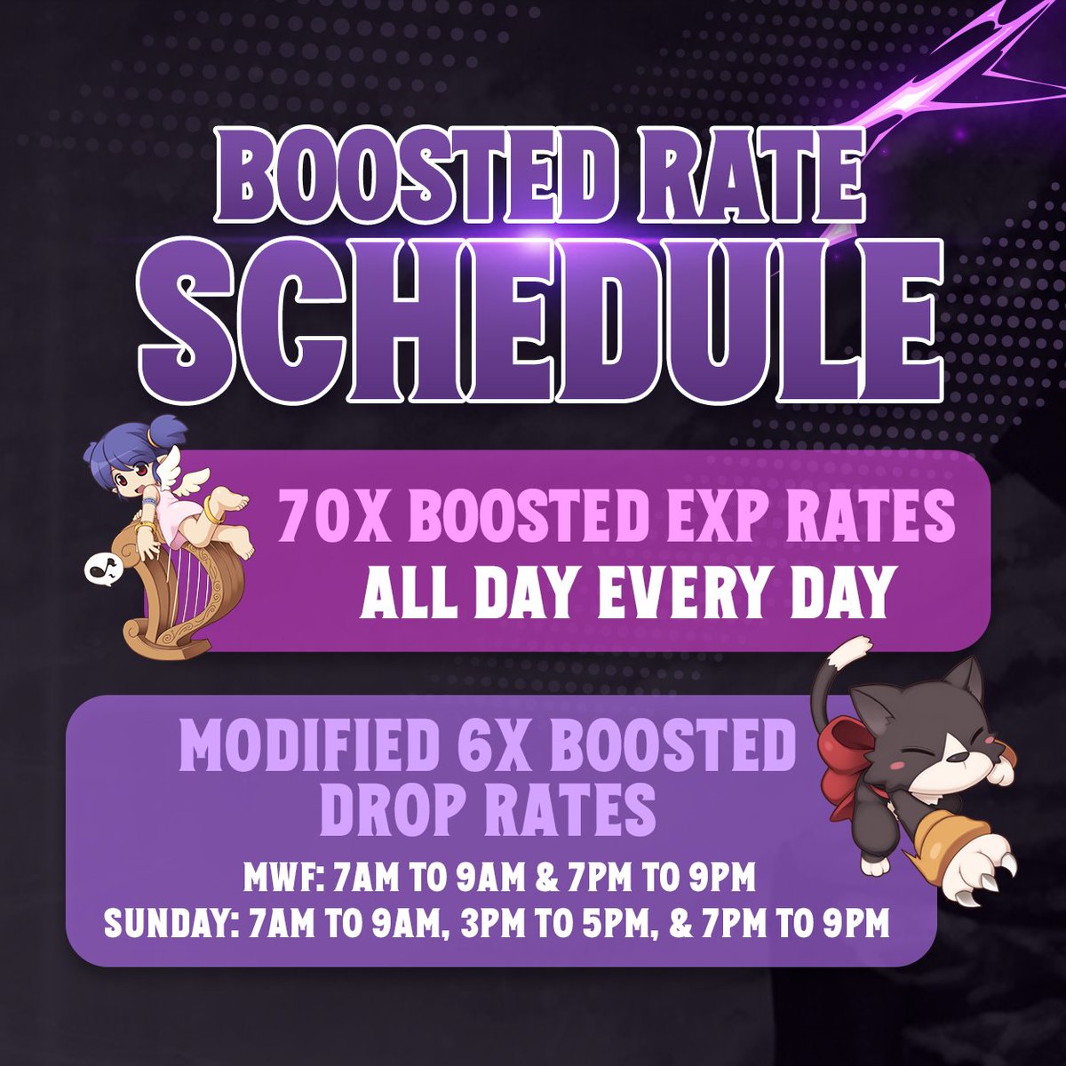 Forsaken_RO's tweet photo. 🔥 NEW OR RETURNING? NOW’S YOUR CHANCE TO CATCH UP! 🔥

If you’ve been thinking about joining Forsaken Legacy or making your comeback, this is the perfect time as the Double Rate Bonanza is here!  For one whole month, Forsaken Legacy is giving you the ultimate chance to catch up, power up, and conquer the battlefield!

Event Period:
📅 September 15 – October 15 2025

🔥 Double EXP Boost (24/7!)
Enjoy 70x boosted EXP rates all day, every day! Whether you’re a new adventurer or a seasoned warrior, there’s no better time to grind your way to glory.

💎 Drop Rate Happy Hour [GMT+8]
Hunt smarter and score big! Take advantage of 6x boosted drop rates during special hours:

MWF:
7:00AM to 9:00AM
7:00PM to 9:00PM

Sunday:
7:00AM to 9:00AM
3:00PM to 5:00PM
7:00PM to 9:00PM

⚡ Don’t miss this chance to strengthen your character, gather rare loot, and stand tall among the legends of Forsaken Legacy.

Join us now 🔥
🎮 Website: https://t.co/sXaAJhzub6
💬 Discord: https://t.co/57gOp1Ib6a
📒 Wiki: https://t.co/aNSTlnFRJr

#ForsakenLegacy #DoubleRateBonanza #Event #RagnarokOnline #PrivateServer