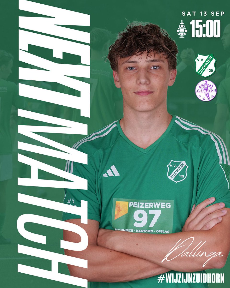 𝓓𝓮𝓻𝓫𝔂! 🏆

Aanstaande zaterdag nog drie ploegen in de race voor één startplek in de volgende bekerronde. vv Helpman ontvangt vv Hoogezand &amp; vv Aduard komt op bezoek op het J. Smit Park. 

💚🤍 #wijzijnzuidhorn
