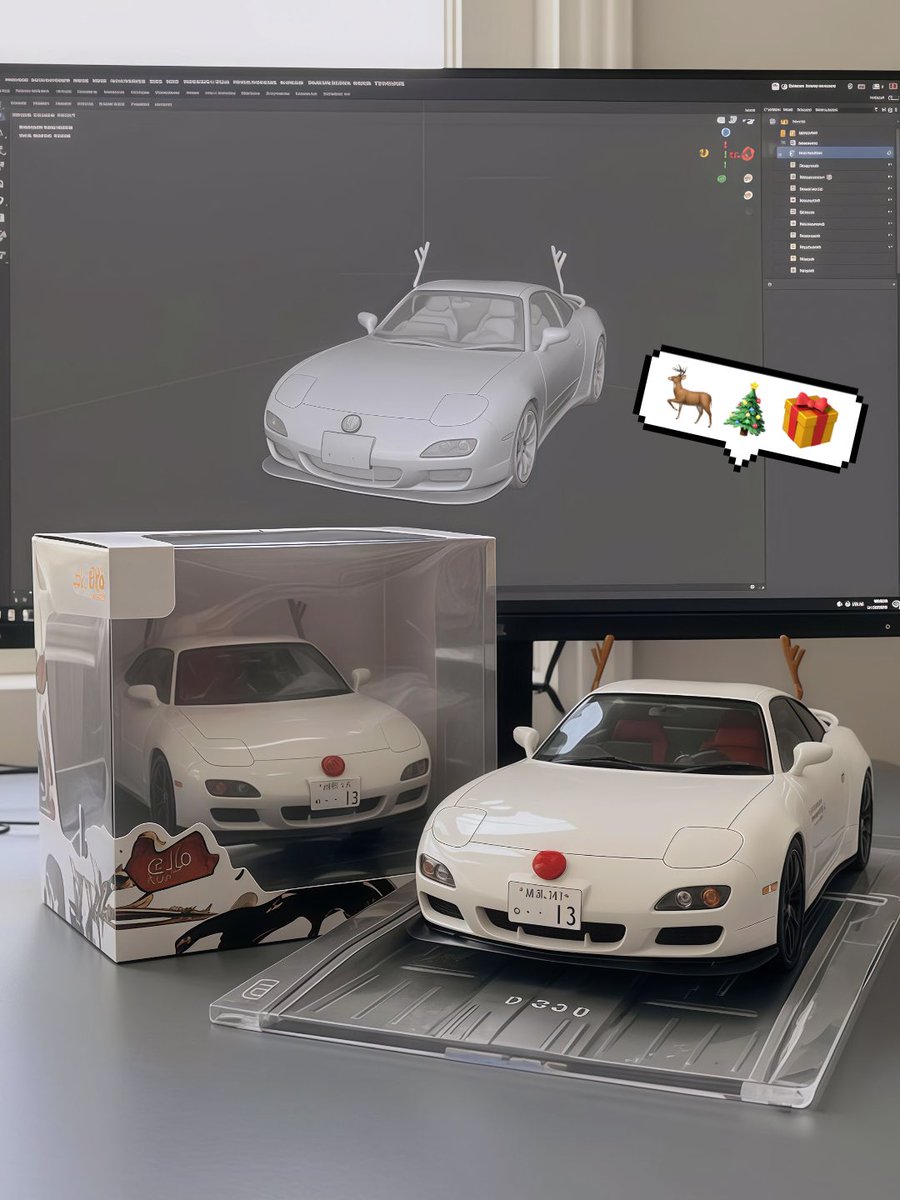 emuhasebe's tweet image. こ！これは可愛い…！！！
こんなクリスマスプレゼントがほしい…！！！🦌🎄⋆*

#myfigure
#figureme
#RX7
#FD3S