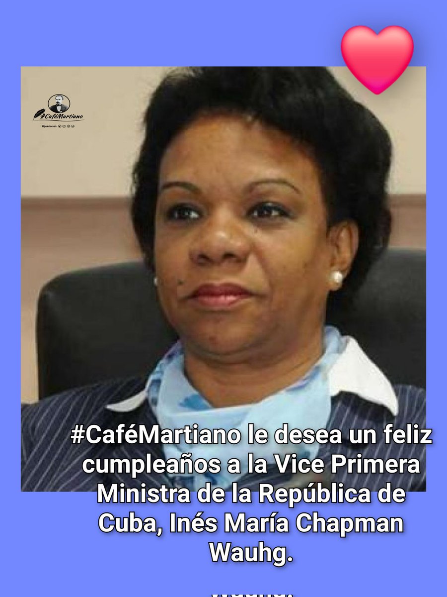 Buenos días 🇨🇺 #CaféMartiano
Felicidades por su cumpleaños a Inés María Chapman Waugh:

✍️"Esta mujer cubana, tan bella, tan heroica, tan abnegada,flor para amar, estrella para mirar, coraza para resistir".

"Trabajar con mujeres es muy bueno y mucho más seguro". Fidel

#Cuba 🌹