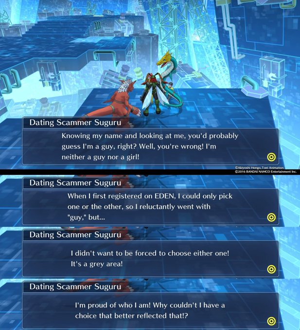 Silver Wolf ๐บ (@wolfievjw) on Twitter photo Anti Woke idiots crying in the replies because of this and saying that now Digimon is a "woke slop", while the previous game had this: Anti Woke idiots crying in the replies because of this and saying that now Digimon is a "woke slop", while the previous game had this: