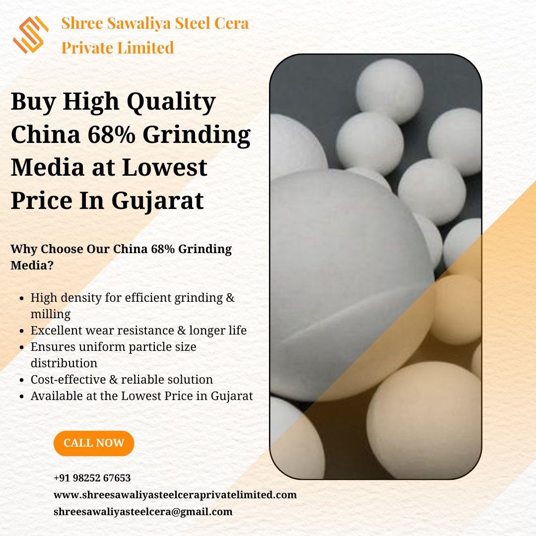 shree_cera32161's tweet image. ⚙️ Upgrade your grinding performance with High Quality China 68% Grinding Media – available now at the Lowest Price in Gujarat! ⚙️

#GrindingMedia #China68Percent #CementIndustry #MiningIndustry #CeramicIndustry #ChemicalIndustry #RefractorySolutions #EnergyEfficiency