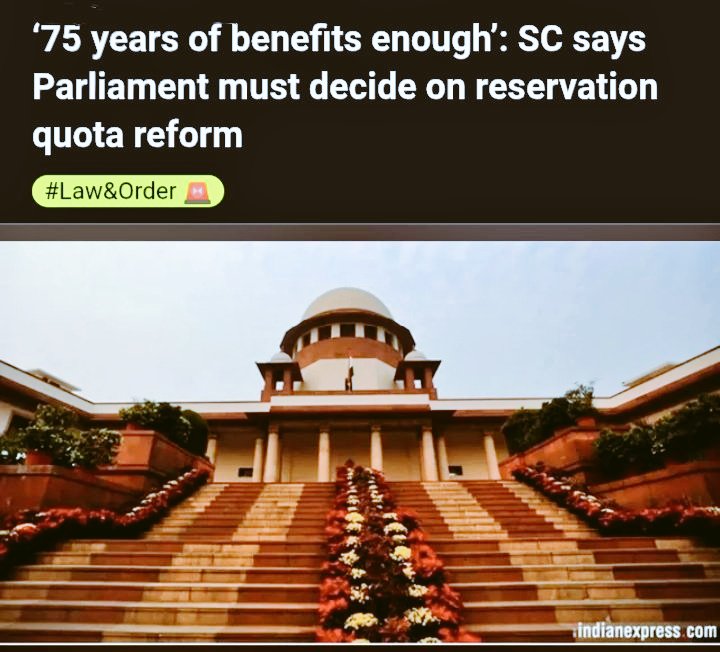 🚨 75 Years of Reservation Politics 🚨

⚖️ Supreme Court (few months ago):
👉 “Only Parliament can decide on quotas.”

❓ Reality:
➡️ BJP-ruled states like Madhya Pradesh &amp; Maharashtra keep pushing reservation hikes non-stop.

📌 Question to India:
How long will this endless