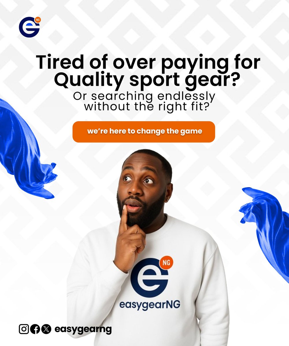 easygearNG π (@easygearng) on Twitter photo Stop stressing over overpriced sports gear or endless searches that lead nowhere π«π©
<a href="/easygearNG/">easygearNG π</a> is here to change that. Quality gear, the right fit, no hassle πͺ
π Be the first to know when we launch β pre-signups open soon!
#EasyGearNG #SportsShoppingMadeSimple #Naija Stop stressing over overpriced sports gear or endless searches that lead nowhere π«π©
<a href="/easygearNG/">easygearNG π</a> is here to change that. Quality gear, the right fit, no hassle πͺ
π Be the first to know when we launch β pre-signups open soon!
#EasyGearNG #SportsShoppingMadeSimple #Naija