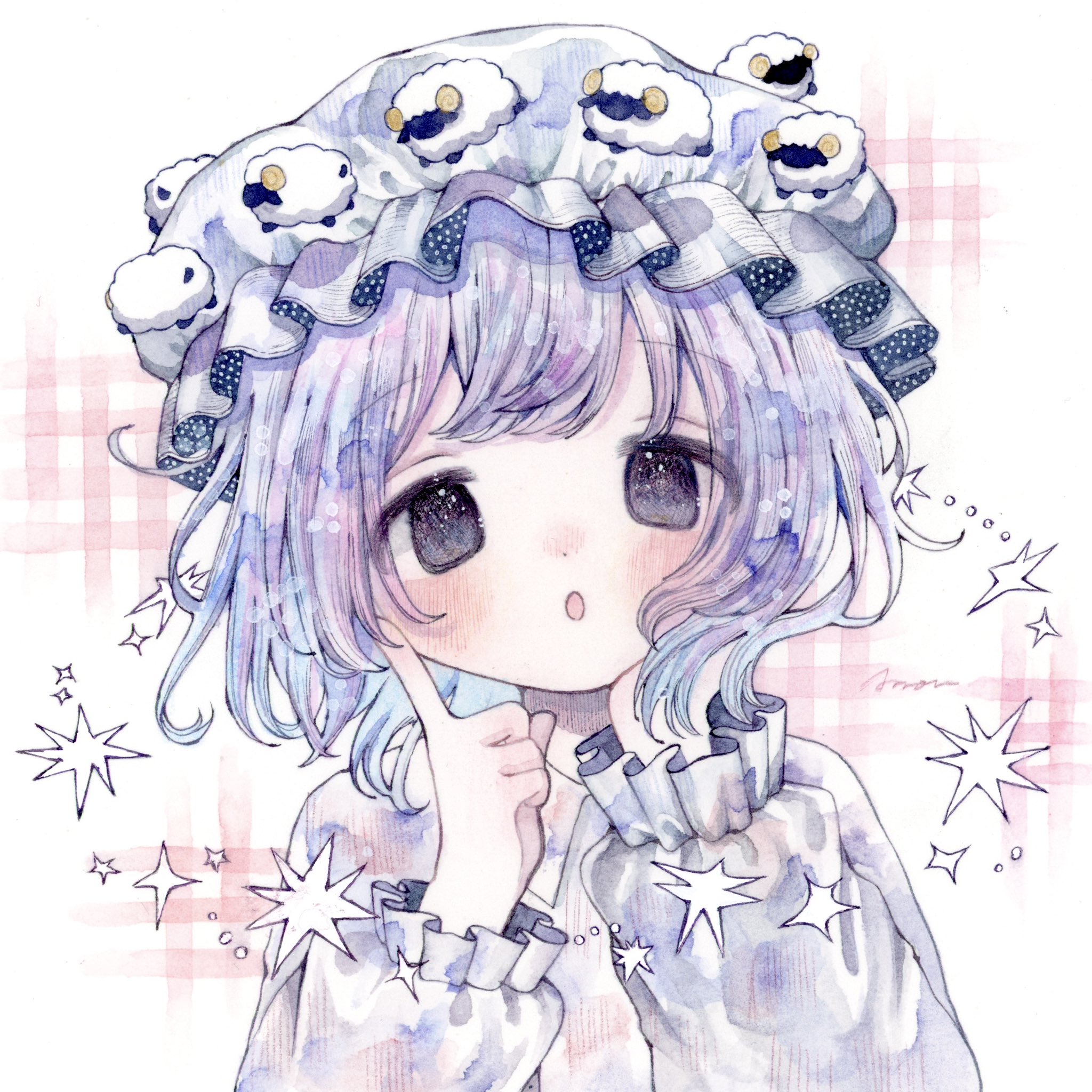 月兎-Tsukito-︎︎さま専用（原画）青い月の秘密【SM／水彩／#2624】 サークル活動 綾桜結月 illustration by 兎扎特 1/7スケール