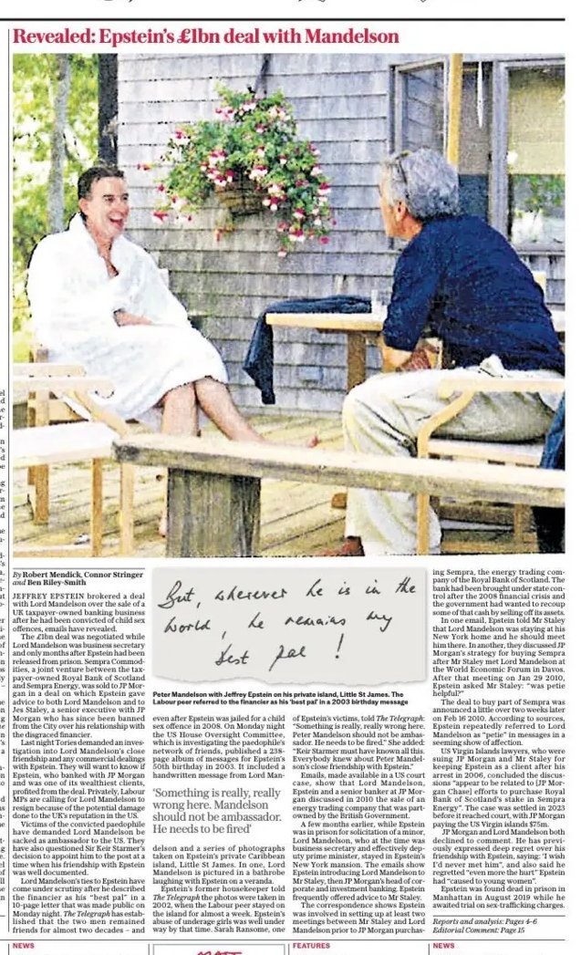 AnnJohn30914404's tweet image. NOW they out Mandelson/Epstein after we whanged on for year &amp;amp; tore our hair over him  being made a diplomat! Pics of the BFFs on front pages with Mandy in a bathrobe with whom Epstein brokered a £1B deal  over the sale of a UK taxpayer-owned banking business. Diversion from Trump