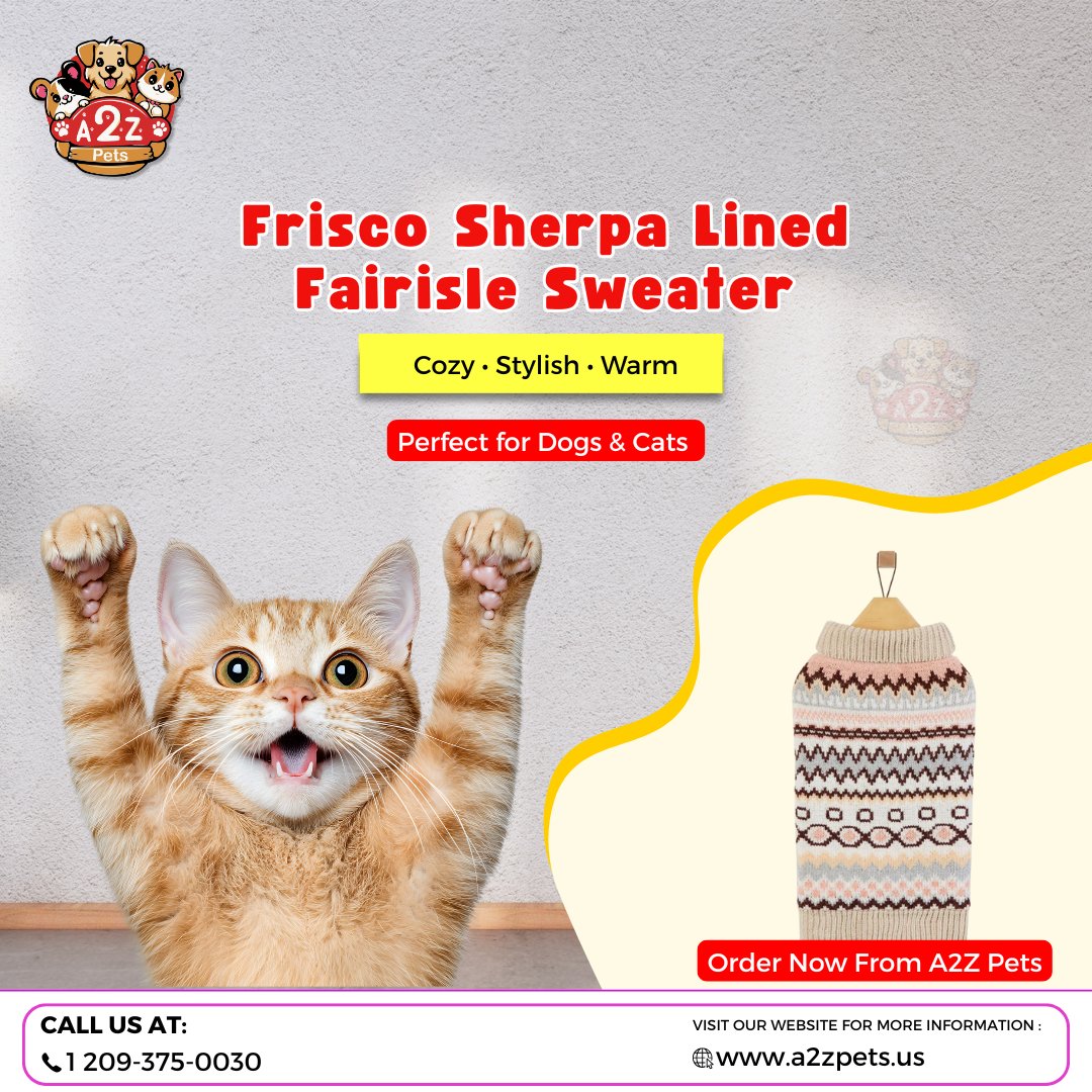 a2z_supplies's tweet photo. Keep your furry friends warm and stylish this winter!
The Frisco Sherpa Lined Fairisle Sweater is the perfect blend of comfort.
Order now from A2Z Pets and make winter cozy!
#A2ZPets #PetSweater #FriscoPets #DogStyle #CatFashion #WinterPets #CozyPets #PetOutfit #DogLovers https://t.co/PWRtgLqylT
