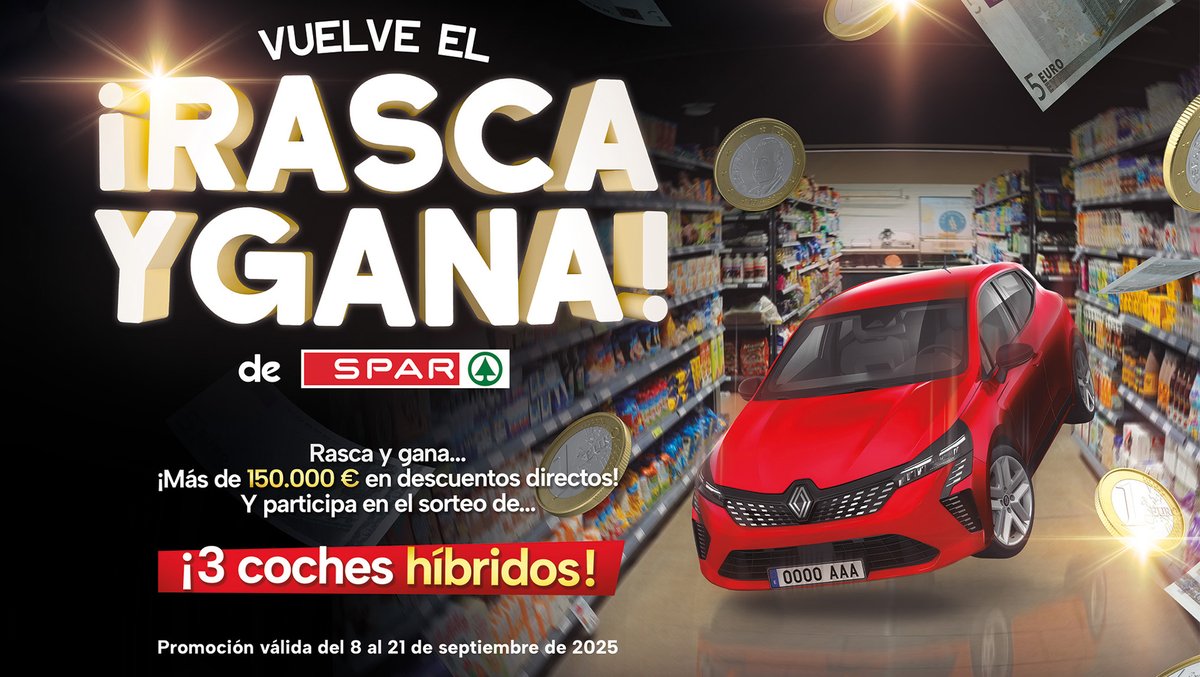 ¡Vuelve el RASCA Y GANA a nuestros supermercados! 🎉

Tenéis toda la información en la página del sorteo 👉 bit.ly/460n4qE