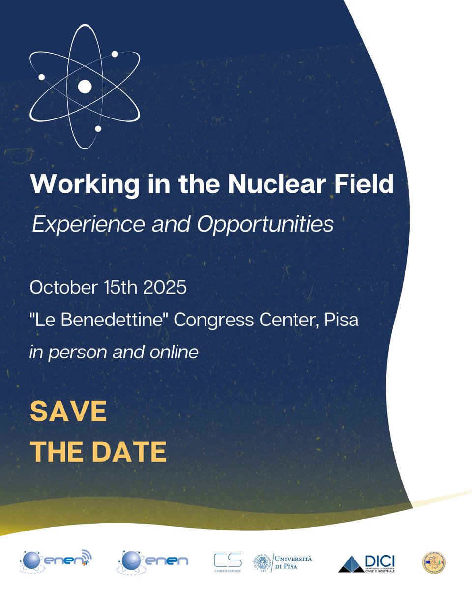 SECOND EDITION OF THE HYBRID CAREER EVENT IN PISA - OCTOBER 15TH, 2025

Please, subscribe for participating at the link:

unipi.it/avvisi/working…

Thanks for cooperation.