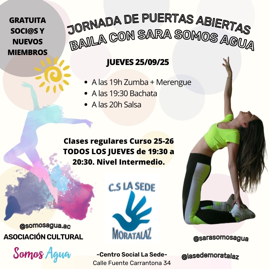 ¡APÚNTATE A NUESTRAS JORNADAS DE PUERTAS ABIERTAS DE #BAILESLATINOS con <a href="/SaraSomosAgua/">Sara Somos Agua 🔻</a>! y a NUESTRO GRUPO REGULAR DE LOS JUEVES NIVEL INTERMEDIO: docs.google.com/forms/d/e/1FAI…
#Salsa #Bachata #Merengue #zumba #música #movimiento #danza #estilo #diversión