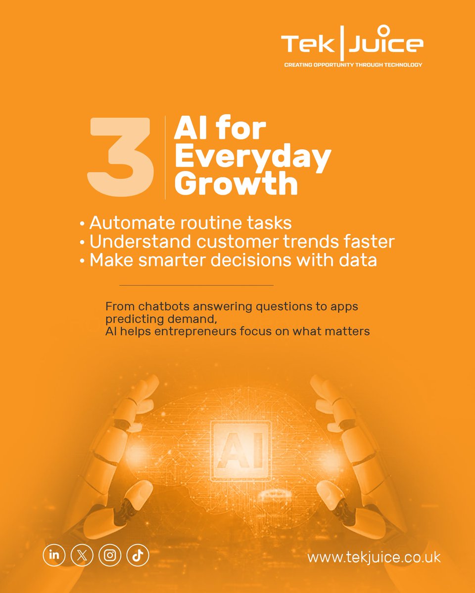 TekjuiceUganda's tweet image. Tech isn’t just for big corporations.

From mobile money to AI, digital tools are powering everyday entrepreneurs to grow, adapt &amp;amp; thrive.

Here are 5 ways tech empowers entrepreneurs 👇
#DigitalEmpowerment #InnovationForAll