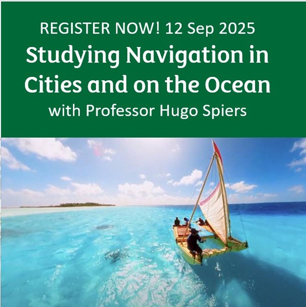 Friday 15:00–16:30 (UK). Stream opens 15:50.
Hugo Spiers on Studying Navigation in Cities and on the Ocean
Hybrid seminar - REGISTER NOW! forms.gle/XnthhKaim2Jrxc…