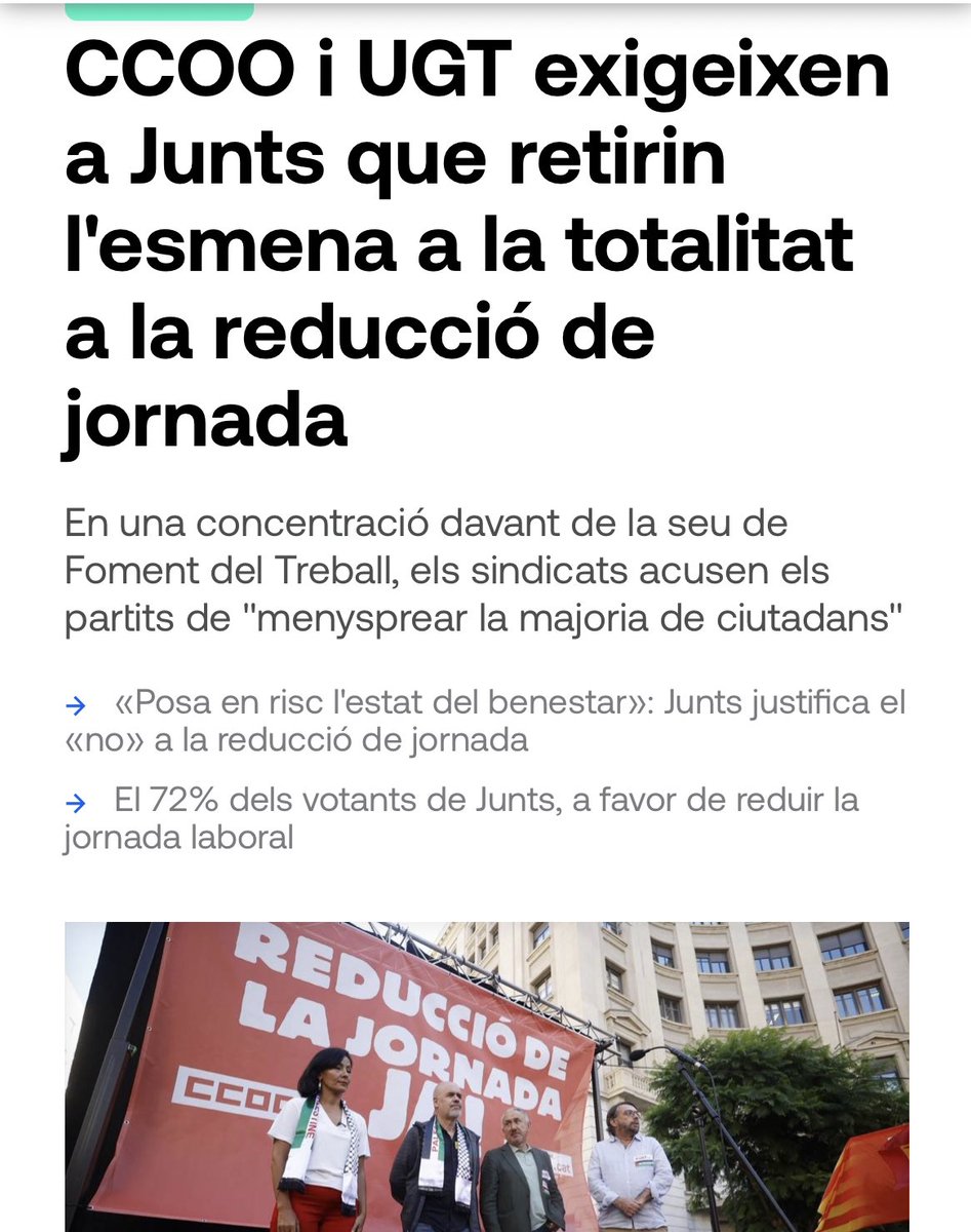 cescpoch's tweet photo. La postura de @JuntsXCat és un error, sobretot en clau nacional. Catalunya sols avança nacionalment quan ho fa socialment.
Creure que les jornades laborals llargues fan empreses i un país modern, productiu i ric és caduc i vell.
Anar contra la gent i amb PPVOX és antipatriòtic. https://t.co/uazibRBT6A