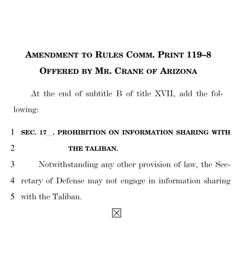 Legend (@reallegendafg) on Twitter photo Eli Crane tried to STOP Department of War’s intelligence sharing with the Taliban. His amendment was gutted by the Rules Committee led by <a href="/virginiafoxx/">Virginia Foxx</a>.
This is a national disgrace. Reverse it. This is why nothing ever changes in this country. <a href="/ShawnRyan762/">Shawn Ryan</a> Eli Crane tried to STOP Department of War’s intelligence sharing with the Taliban. His amendment was gutted by the Rules Committee led by <a href="/virginiafoxx/">Virginia Foxx</a>.
This is a national disgrace. Reverse it. This is why nothing ever changes in this country. <a href="/ShawnRyan762/">Shawn Ryan</a>