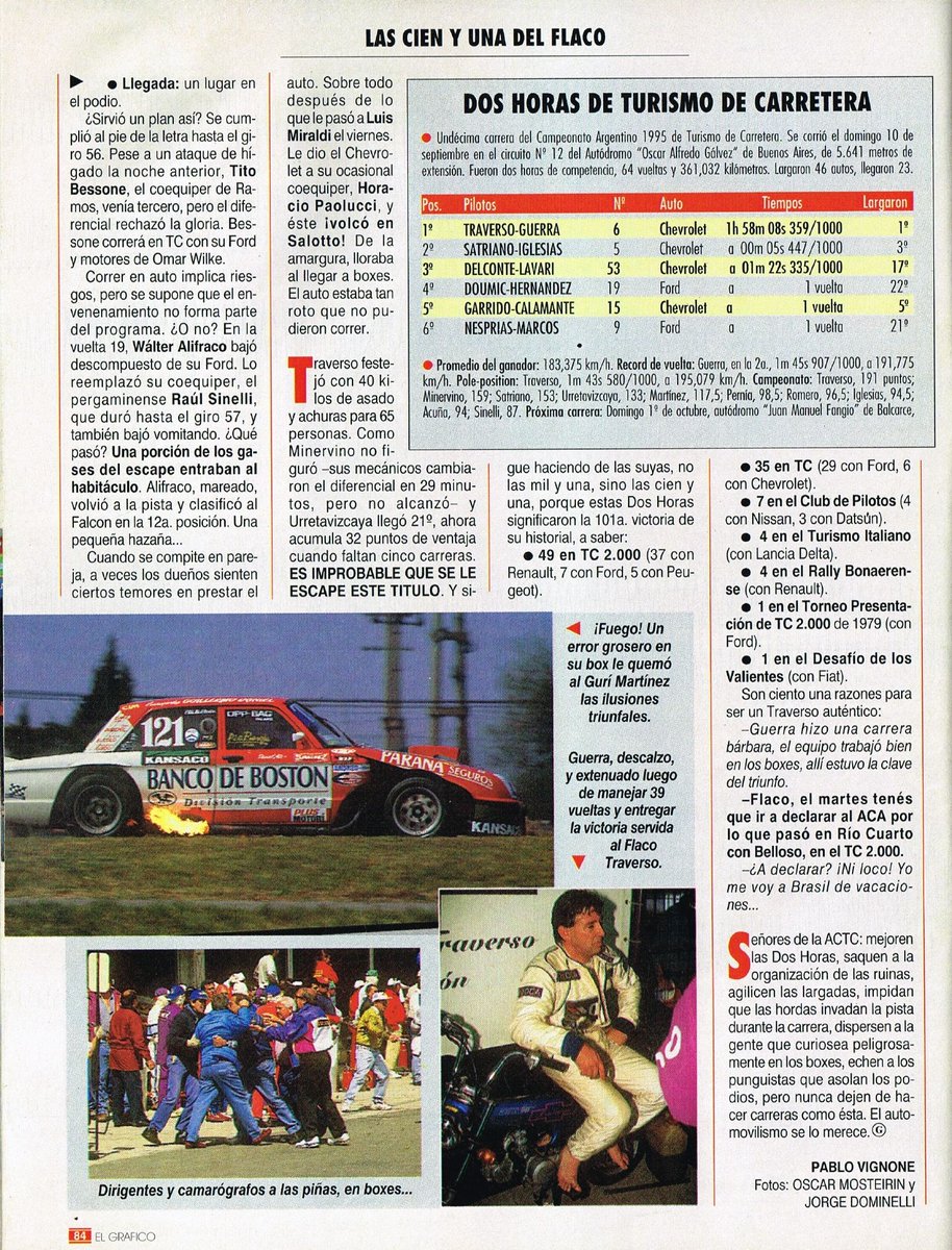 Nota de revista El Gráfico 👇

#FlacoTraverso #AngelGuerra #EmilioSatriano #TitoDelconte #RevistaElGrafico #AutodromodeBuenosAires #TurismoCarretera #TCenBuenosAires
