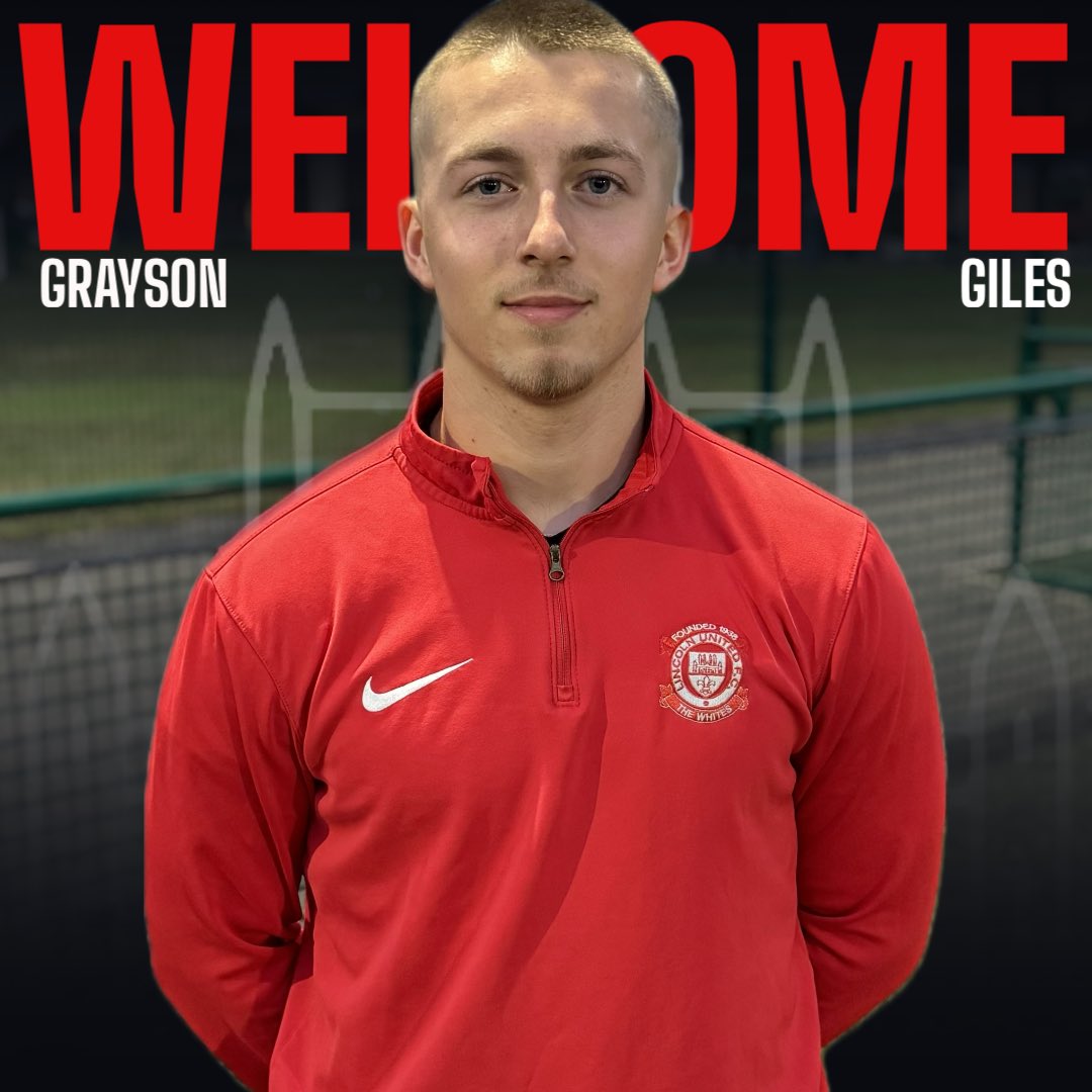LincolnUnited's tweet photo. We’re delighted to announce the signing of exciting young striker, Grayson Giles! ✍️ 

The 18-year-old was released from Grimsby Town in the summer, having spent two seasons in their academy and finishing top goal scorer in both seasons - registering 38 goals and 17 assists. This includes contributions in the FA Youth Cup for the Mariners against Nottingham Forest, West Ham United, and Tottenham Hotspur. He was also named POTM against Spurs. 

To add to his CV, Grayson has also played in the Scunthorpe United Academy, and had a loan spell at Cleethorpes Town. 

Welcome to the Whites, Grayson! 🤍

#UTW