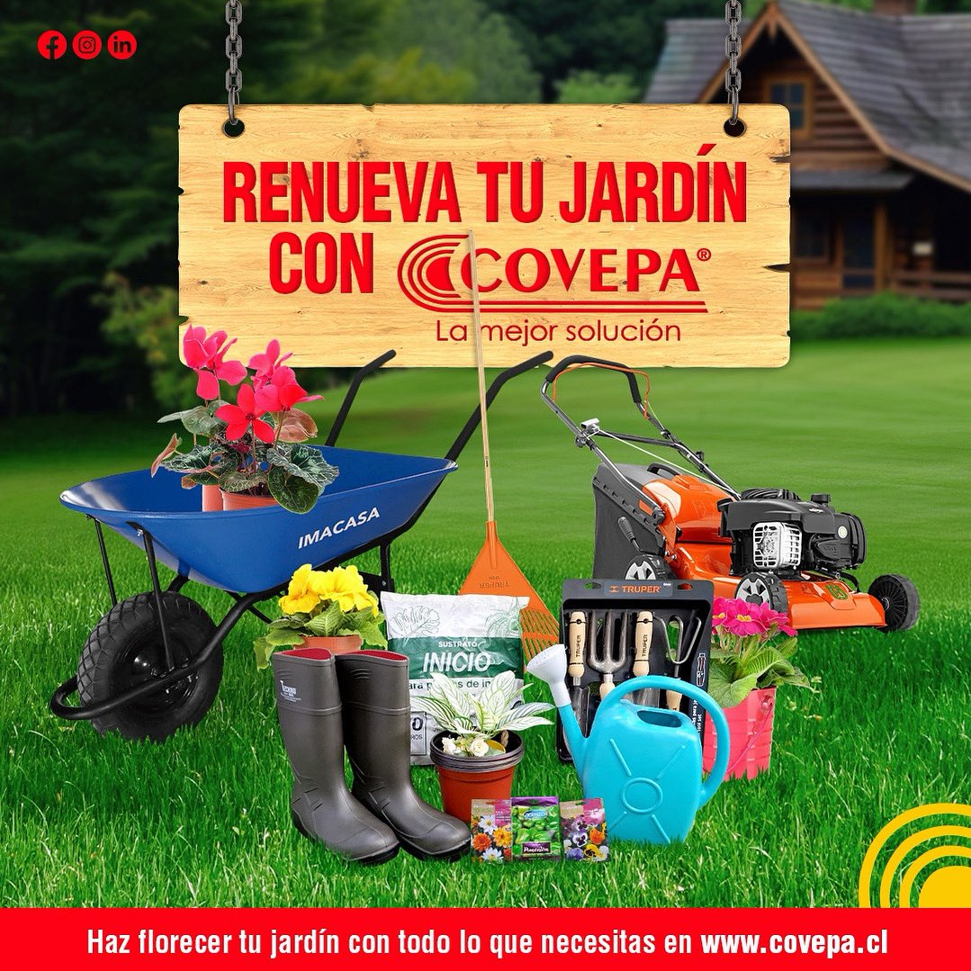 La temporada de jardín ya comenzó en Covepa!

Es el momento ideal para renovar tu prado y llenar de vida tus espacios.

Encuentra semillas, sustratos, herramientas, mangueras, carretillas y mucho más. 

Visítanos en tu sucursal más cercana o en covepa.cl