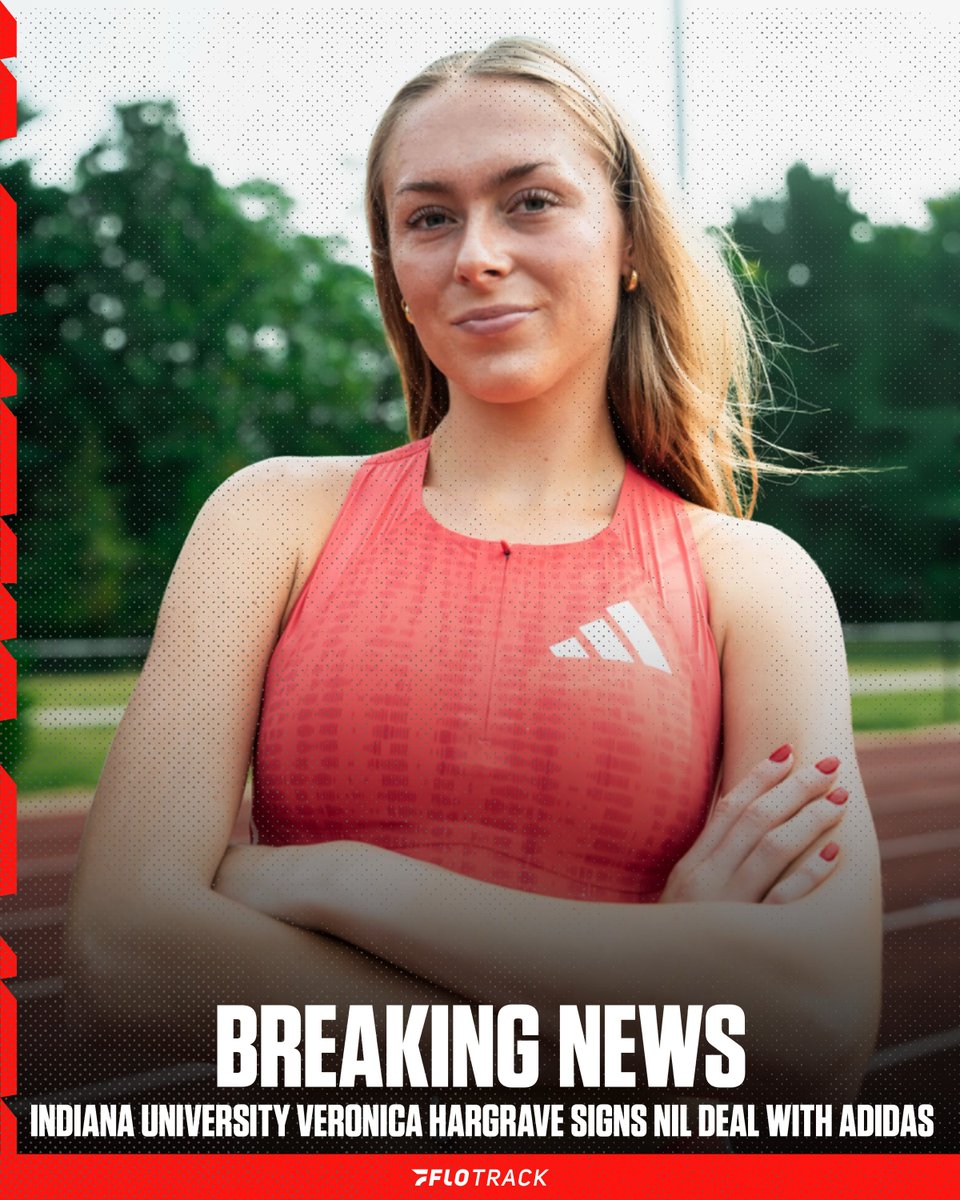 FloTrack's tweet photo. Veronica Hargrave, incoming sophomore at Indiana University, has signed an NIL deal with @adidasrunning. Already making her mark on the track, she placed 8th at the NCAA Championships and holds an 800m personal best of 2:00.51.

“Signing with adidas is truly a dream come true. I’m beyond grateful for the opportunity to represent such an iconic brand and excited for what’s ahead as I keep chasing my dreams on and off the track.” – Veronica Hargrave

Big moves from Bloomington! 📝✨