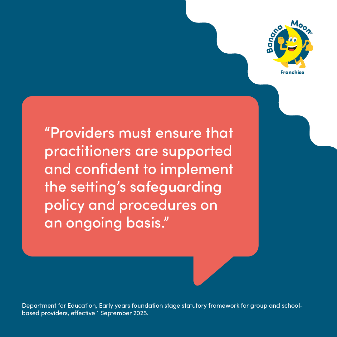 Safeguarding is a key focus in the new EYFS. At Banana Moon, it’s always been a priority:

✅ Overseeing all safeguarding policies
✅ Keep staff trained &amp; compliant
✅ Liaise with agencies &amp; partners
✅ Manage and report concerns effectively

Every child’s safety comes first.