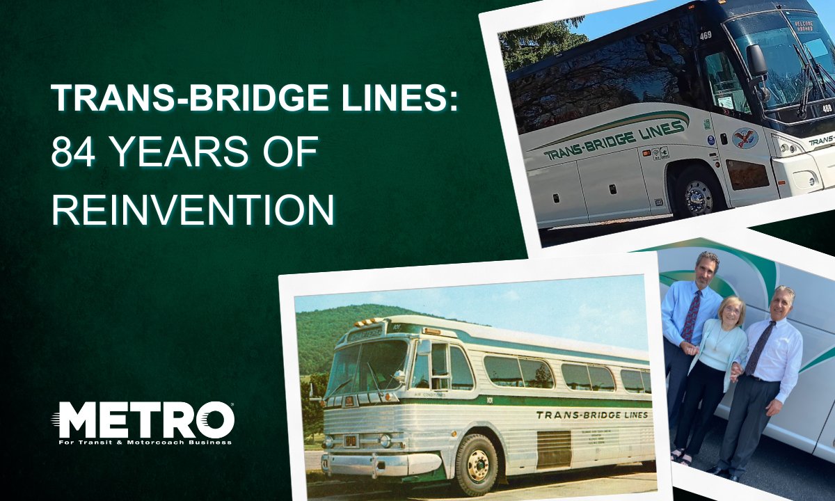 METROmagTweet's tweet image. 💡 This year, @TransBridgeBus celebrates 84 years in #transit. From pandemic recovery to digital upgrades, this family-run motorcoach company adapts to change and drives forward.
Learn more! ➡️ loom.ly/1zLHskw
#motorcoach #transbridgelines #METRO