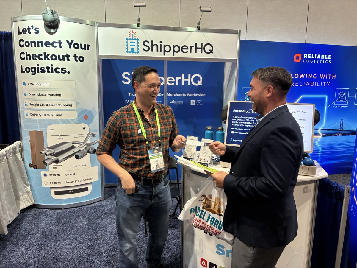 ShipperHQ's tweet image. We’re back for Day 2 at @PARCELForum

Day 1 was full of convos on checkout, shipping complexity &amp;amp; logistics.

Catch the @ShipperHQ team today at booth 131 @saas_boss, @Quentalto, @marklilleyman, and Ryan Joyce.

Book a meeting here 👉  hubs.li/Q03HMCBx0 

#ParcelForum #3PL