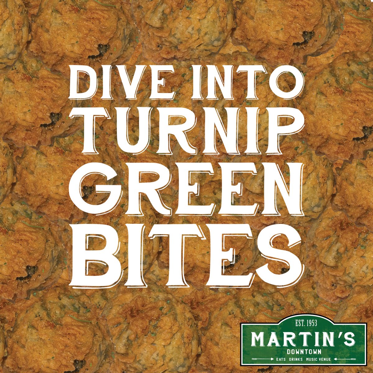 Dive into our Martin's Specials!  Start with our delicious turnip green bites! Savor the bone in pork chop drizzled with a mouthwatering blackberry sauce. Compliment your meal with our classic creamed spinach. Join us for an unforgettable dining experience! ❤️ 

#MartinsDowntown