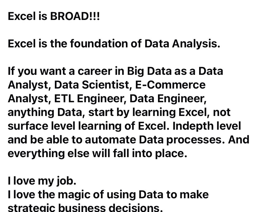 This Facebook user, a data analytics and analysis expert, explains why you should learn Excel very well—above all other softwares like PowerBI, Tableau, Python, SQL, Oracle or any other data analysis or analytics tool.

What do you think?