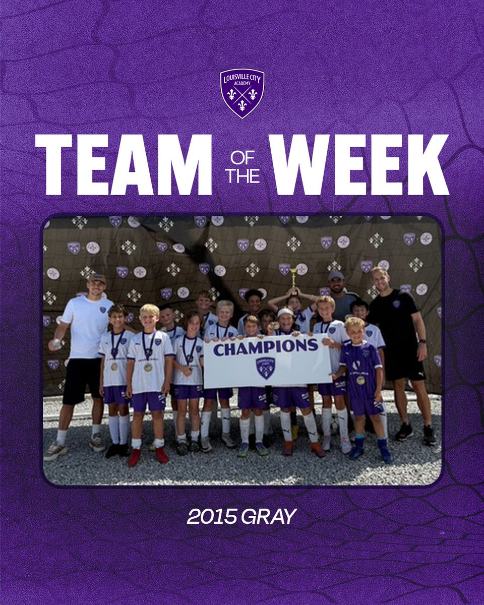 LouCityAcademy's tweet photo. 𝗖𝗛𝗔𝗠𝗣𝗜𝗢𝗡𝗦 😤

The LouCity Team of the Week goes to 2015 Gray for winning their division at the LouCity Fall Invitational! 🏆 https://t.co/jO5oTxdLuN