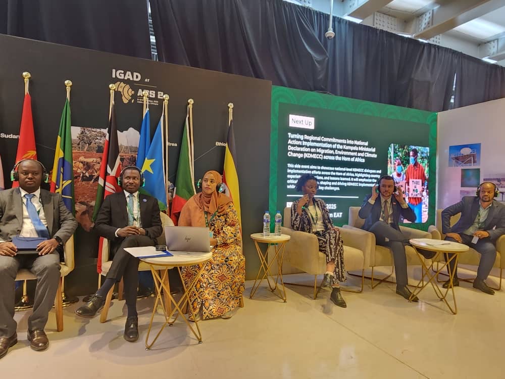 MahamedAOmar's tweet photo. Honored to share @IGAD_CPAC regional perspective at #IGADatACS2: Turning Regional Commitments into National Action on KDMECC implementation, organized by @IOM_EHSA and the Uganda government. IGAD/ICPAC are :
-Leveraging data & knowledge for smarter decisions
- Operationalizing the Free Movement Protocol — esp. Article 16 on disaster displacement
-Supporting cross-border communities to adapt & build resilience
#KDMECC #IGAD #ClimateAction #ACS2