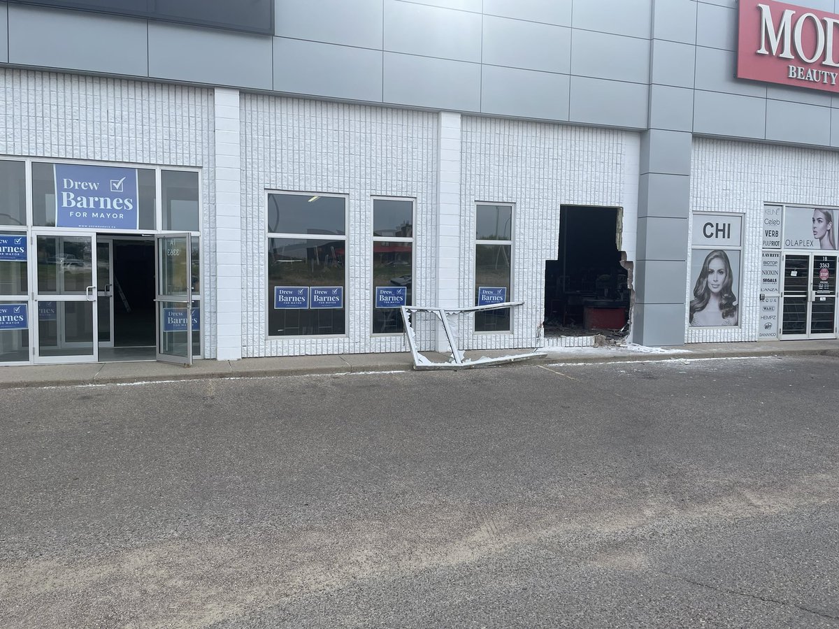 Well, this is a new one for me. Last night a car drove into the building our Campaign office is in. Luckily it missed our office, but it unfortunately did a lot of damage to the business next door. Wishing the driver a speedy recovery.