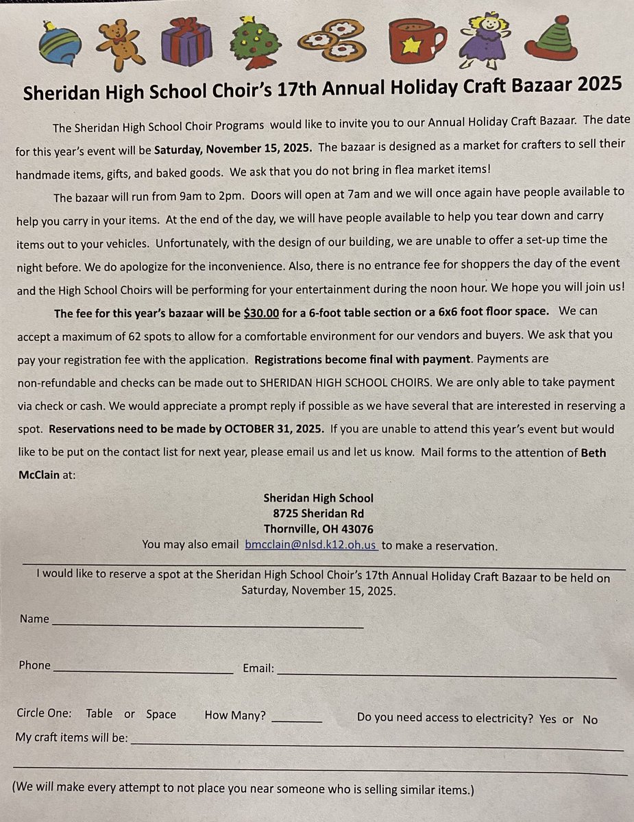 It’s that time of the year again! We are now accepting vendors for our 17th Annual Holiday Craft Bazaar on Saturday, November 15th.