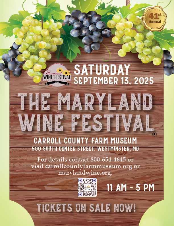 26 wineries. 13 eateries, 1 brewery, and 30+ OOAK shopping vendors at the Maryland Wine Festival on September 13! Tickets available online or at the gate! marylandwine.org/mwf