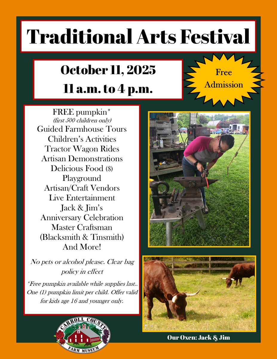 Join the Farm Museum for their traditional arts festival on October 11. Admission is free.