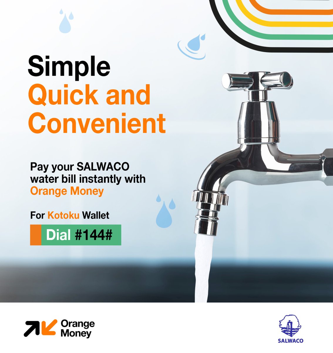 Simple. Quick. Convenient.
Pay your SALWACO water bill instantly with Orange Money!
No stress, no delays — just smooth payments straight from your Kotoku Wallet.
Dial #144# today and keep the water flowing!
#OrangeMoneySL
