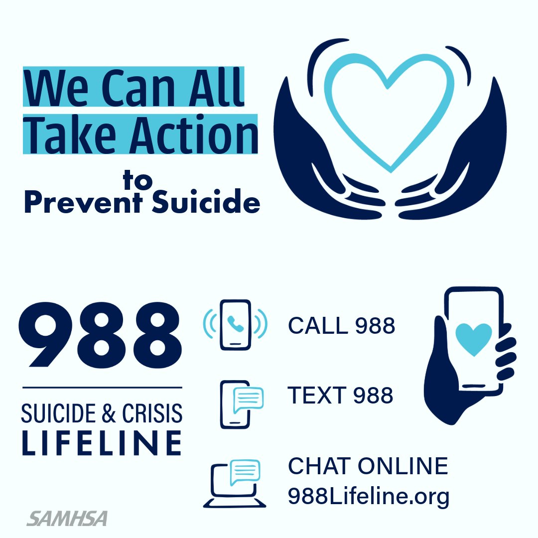 We can all take action to prevent suicide #SPM25
Understanding the issues concerning suicide and mental health is an important way to take part in #SuicidePrevention help others in crisis, and change the conversation around suicide: 988lifeline.org/learn/ #988Lifeline