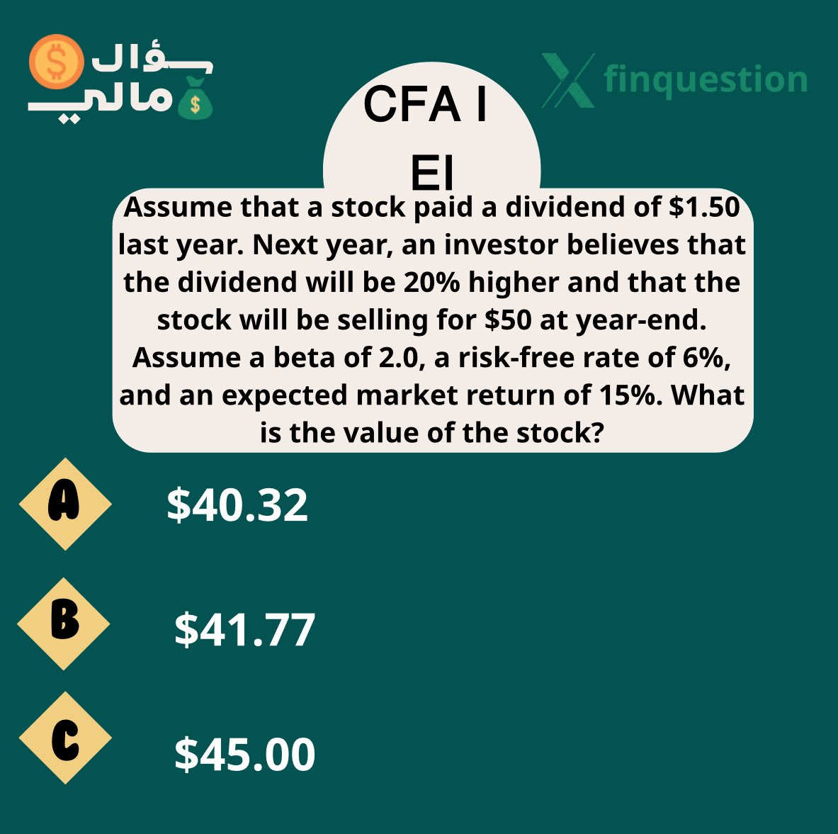 سؤال اليوم CFA I

شاركنا الإجابة الصحيحة وطريقة الحل 👇