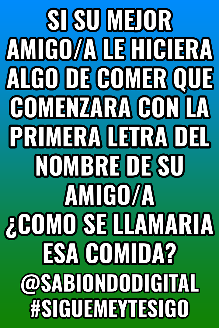 sabiondodigital's tweet image. 🧑‍🍳 Si mi mejor amiga me hiciera algo de comer, esa comida se llamaría Milanesa y si fuera mi mejor amigo, se llamaría Fetuccini. 

En tu caso, ¿cómo se llamaría esa comida?

#preguntadeldía #PreguntaleaMhoni #preguntasfrecuentescj