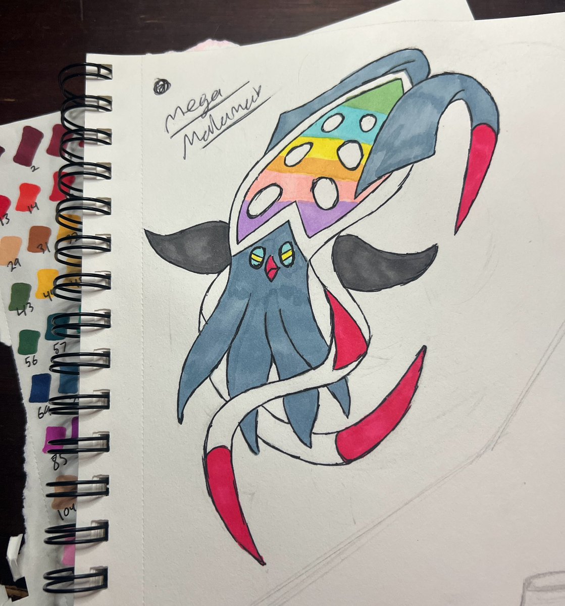 ghostdrawsmons's tweet photo. My take on Mega Malamar. I drew this before the official release, but colored it after official release of Mega Malamar. #megamalamar #malamar #pokemon https://t.co/9ydD17AG25