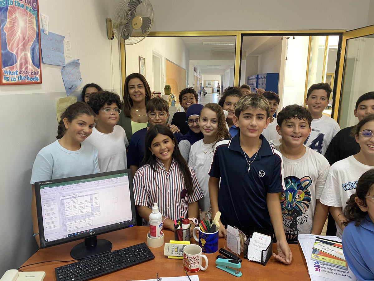 Bright eyed 6th graders visiting my office on their first day of school , full of happiness, curiosity, and eagerness for the year ahead #welcome to middle school#back to school#grade6 <a href="/Hhhsinfo/">Houssam Hariri HS</a> <a href="/DidiSaleh10/">Diana Saleh</a>