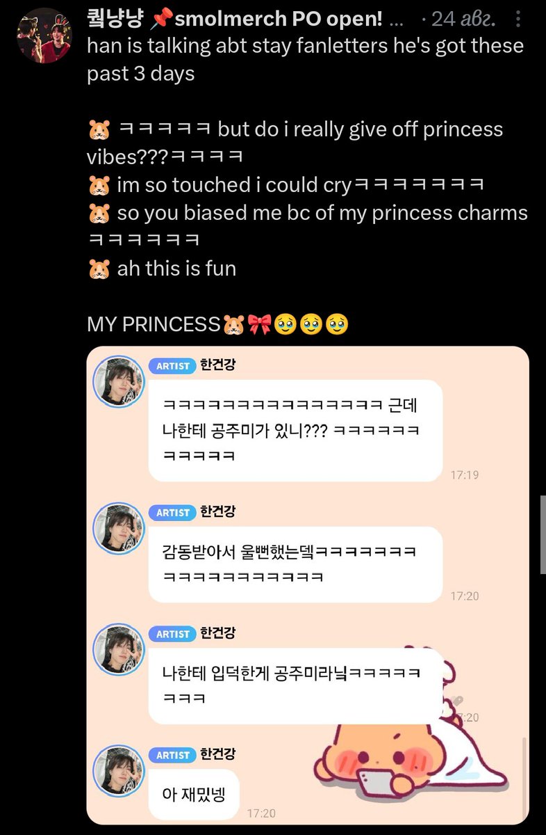 Han Jisung gives off the most precious babygirl princess vibes and how he's ADORES being called a "princess" — a thread✨🎀