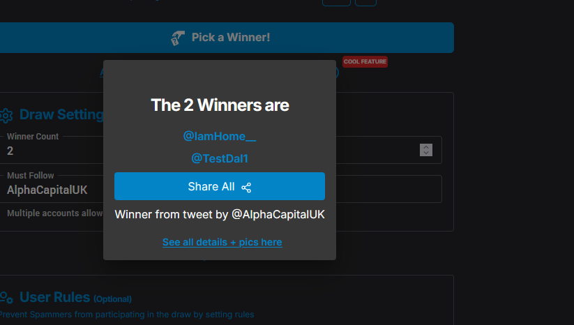 AlphaCapitalUK's tweet photo. 🥁🥁🥁🥁

Congratulations to the following! 
@IamHome__ 
@TestDal1 

Will send you a DM.

💙 Bonus: For a 25k, let us know why you love Alpha Capital Group. 👇 https://t.co/LjUzmdf232