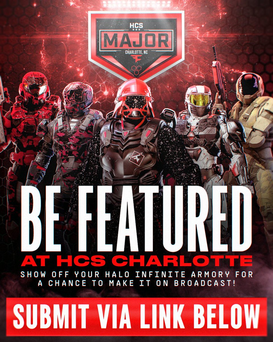 FaZe Esports (@fazeesports) on Twitter photo HCS FANS 🗣️
We want to see YOUR Halo Infinite Armory so we can show it off to the world at our Major in Charlotte! 
Hit the link below to submit and see full instructions for how your collection can appear on the broadcast 👇 HCS FANS 🗣️
We want to see YOUR Halo Infinite Armory so we can show it off to the world at our Major in Charlotte! 
Hit the link below to submit and see full instructions for how your collection can appear on the broadcast 👇