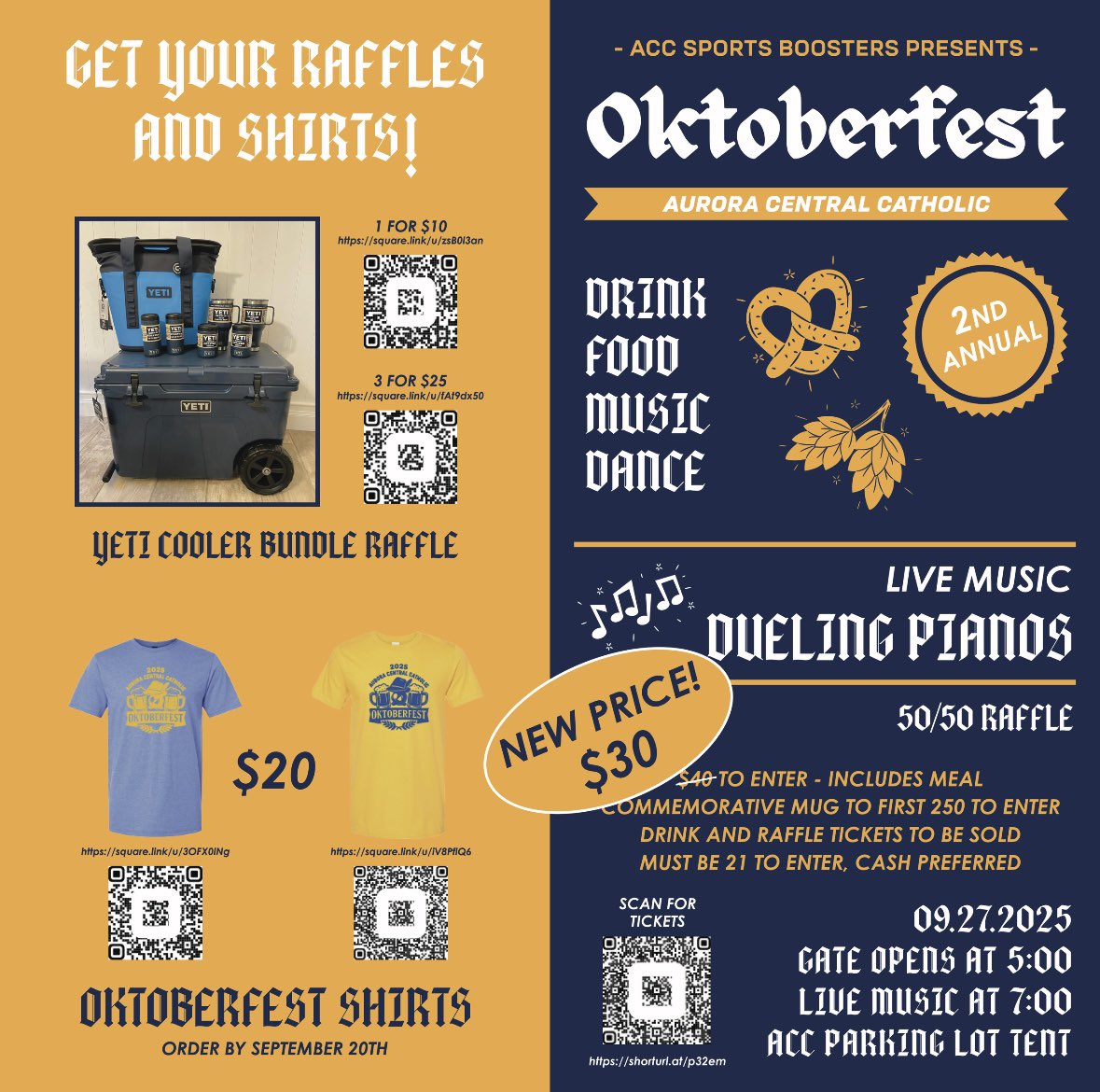 Tickets are officially on sale for the ACC Sports Boosters 2nd Annual Oktoberfest! 

Don’t miss out on an evening of great food, drinks, music, and community fun—all while supporting our Charger athletics!

Get your tickets now!
square.link/u/GwHx1IkU