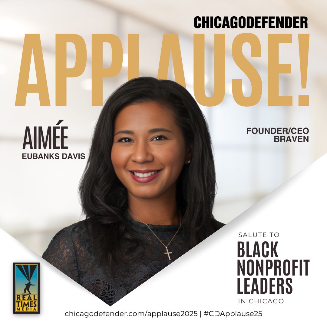 Braven (@bebraven) on Twitter photo Our founder and CEO, <a href="/EubanksDavis/">Aimee Eubanks Davis</a>, has been named one of the 25 Standout Nonprofit Leaders in Chicago by the <a href="/ChiDefender/">The Chicago Defender</a>! 🎉
Huge congratulations to Aimée and all of the incredible honorees.
🔗 Read more: chicagodefender.com/applause2025/
#BeBraven #CDApplause25 Our founder and CEO, <a href="/EubanksDavis/">Aimee Eubanks Davis</a>, has been named one of the 25 Standout Nonprofit Leaders in Chicago by the <a href="/ChiDefender/">The Chicago Defender</a>! 🎉
Huge congratulations to Aimée and all of the incredible honorees.
🔗 Read more: chicagodefender.com/applause2025/
#BeBraven #CDApplause25