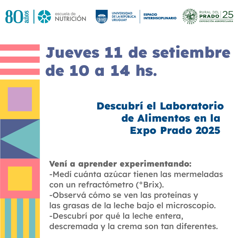 Escuela de Nutrición (@en_udelar) on Twitter photo Los invitamos a acercarse a la carpa de la UDELAR en la <a href="/ExpoPrado/">Rural del Prado</a> donde la U.A. Dpto de alimentos estará desarrollando actividades demostrativas de laboratorio. Una excelente ocasión para acercarse con familia y amigos a conocer más sobre la composición de los alimentos. Los invitamos a acercarse a la carpa de la UDELAR en la <a href="/ExpoPrado/">Rural del Prado</a> donde la U.A. Dpto de alimentos estará desarrollando actividades demostrativas de laboratorio. Una excelente ocasión para acercarse con familia y amigos a conocer más sobre la composición de los alimentos.