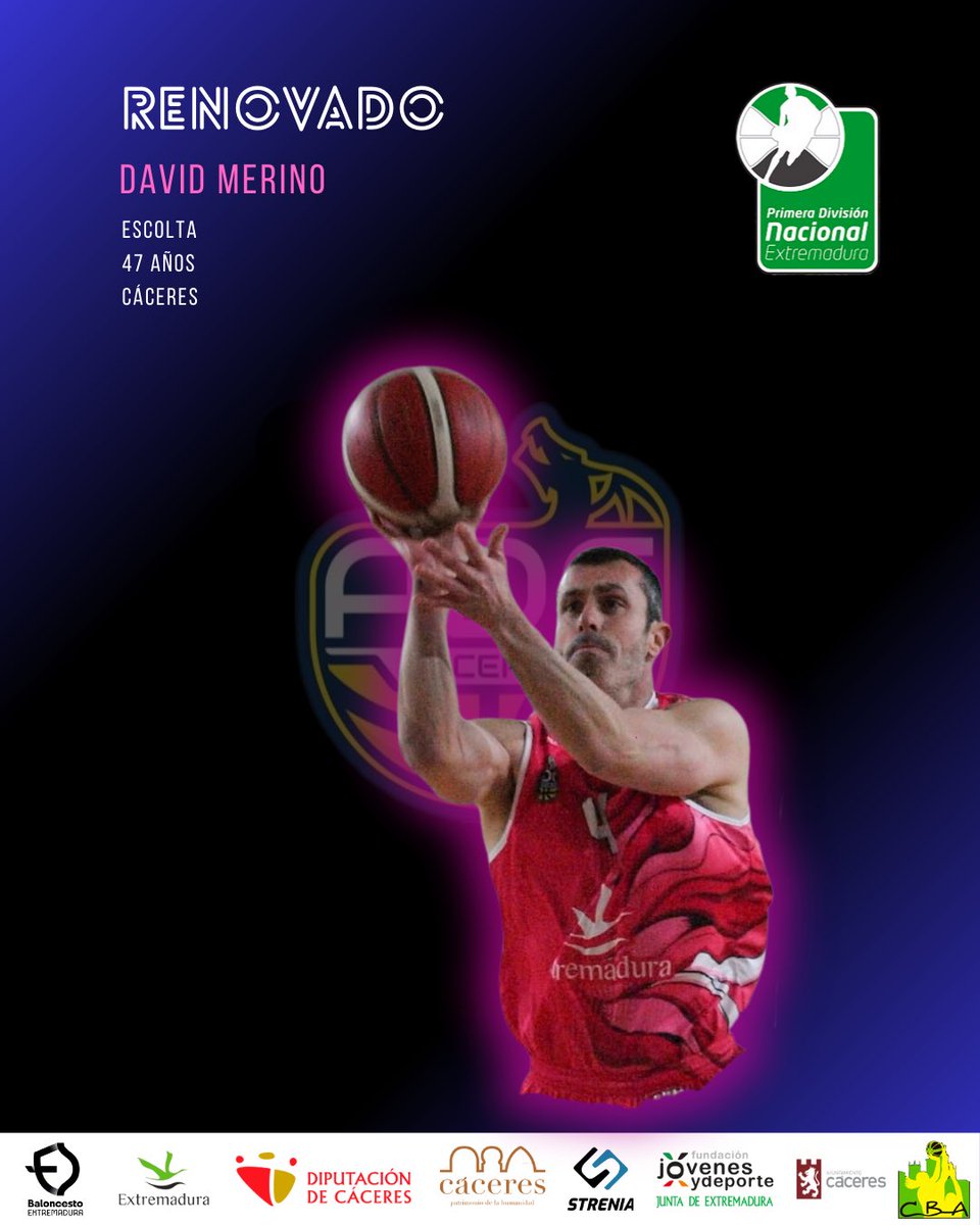 David Merino. Renovado ✅

🙌 El veterano escolta de 47 años renueva un año más en nuestro club y seguirá aportando su experiencia al equipo.

🧩 Con David, ya son 11 las piezas confirmadas de la plantilla para afrontar la temporada 25-26.