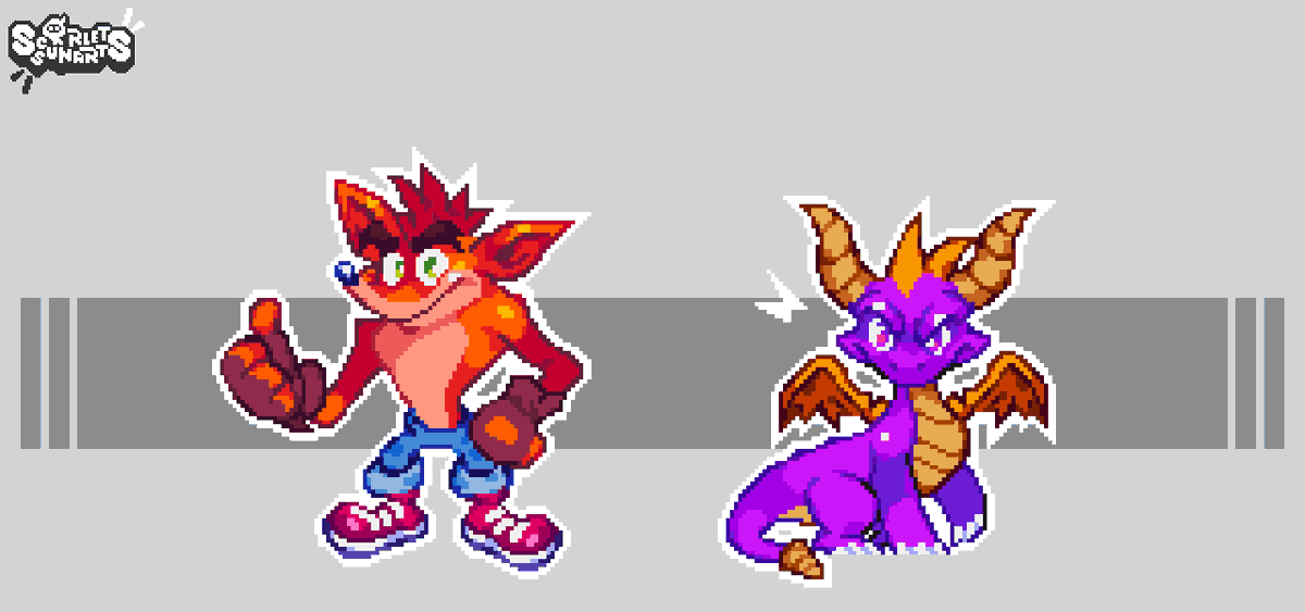 The Dragon🐲 &amp; The Dummy🤡
#CrashBandicoot #Spyro #Pixelart