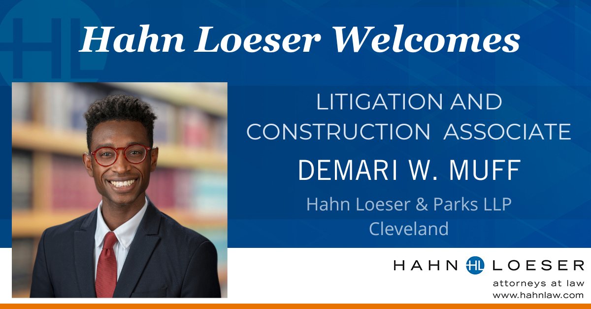 HLP Cleveland welcomes Litigation and Construction Associate Demari Muff. Demari focuses on commercial contract disputes, construction and real estate claims and business litigation. He earned a B.S. from Ohio University and a J.D. from CWRU School of Law.
hahnlaw.com/insights/demar…