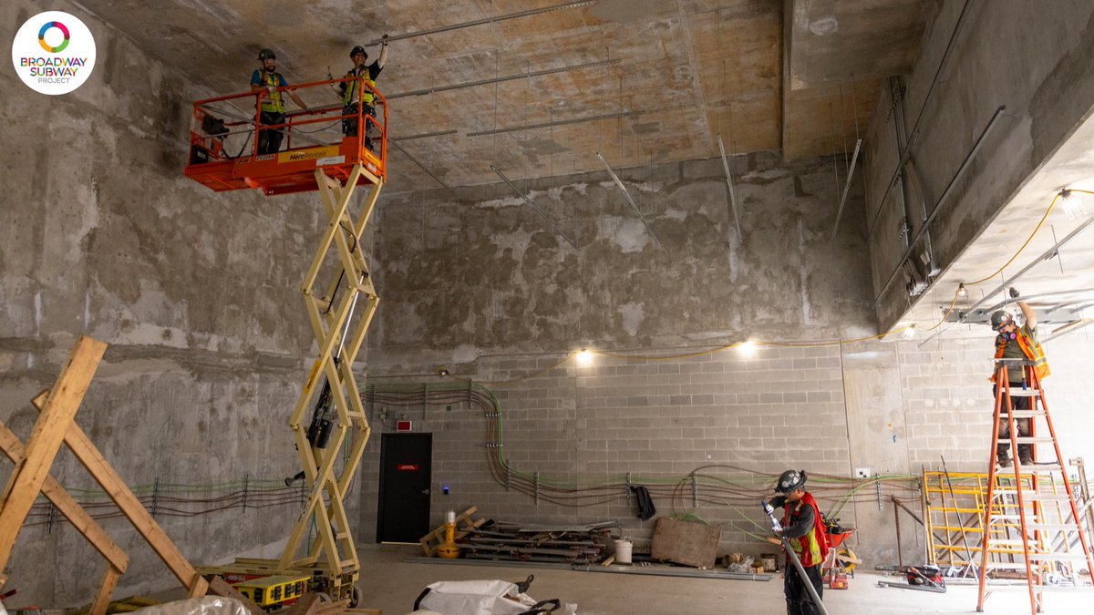 Crews are now installing equipment that will transform the stations from concrete structures into a working SkyTrain system.

Here at South Granville Station, workers are putting in conduits for electrical systems.